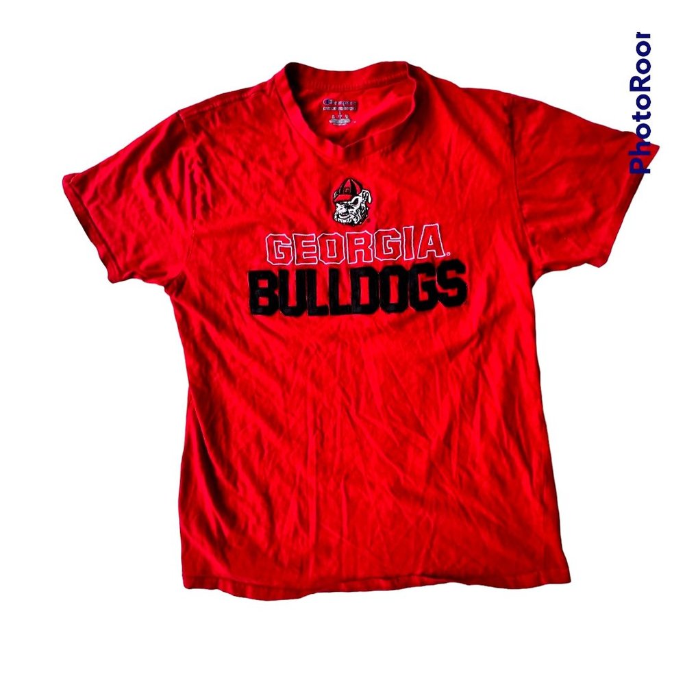 Vintage Champion Georgia Bulldogs T Shirt Large Red Short Sleeves Embroi… - Picture 6 of 12